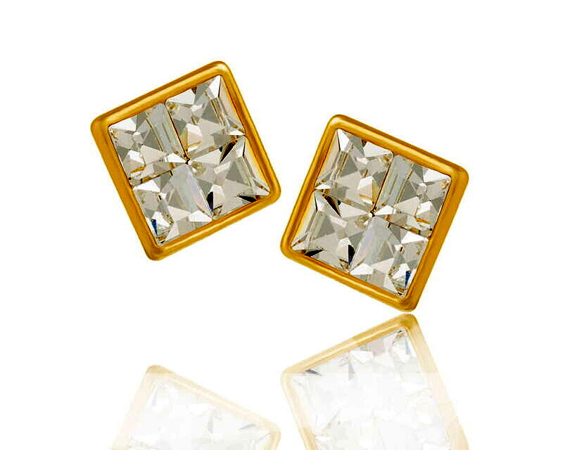 Kolczyki kwadratowe z kryształkami z kolekcji Classic (P3232AU)