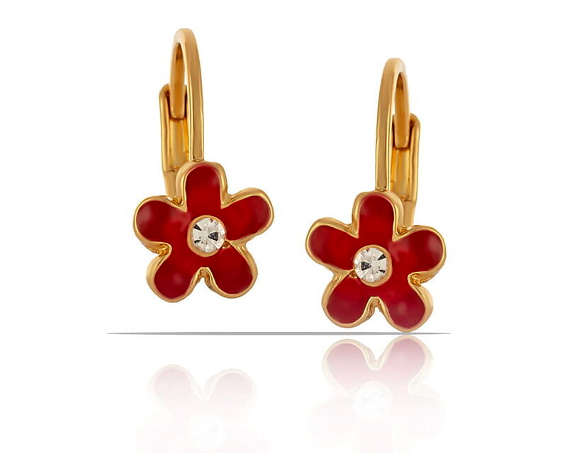 Kolczyki czerwone kwiatuszki (P13270/CZERWIEŃ/AU)
