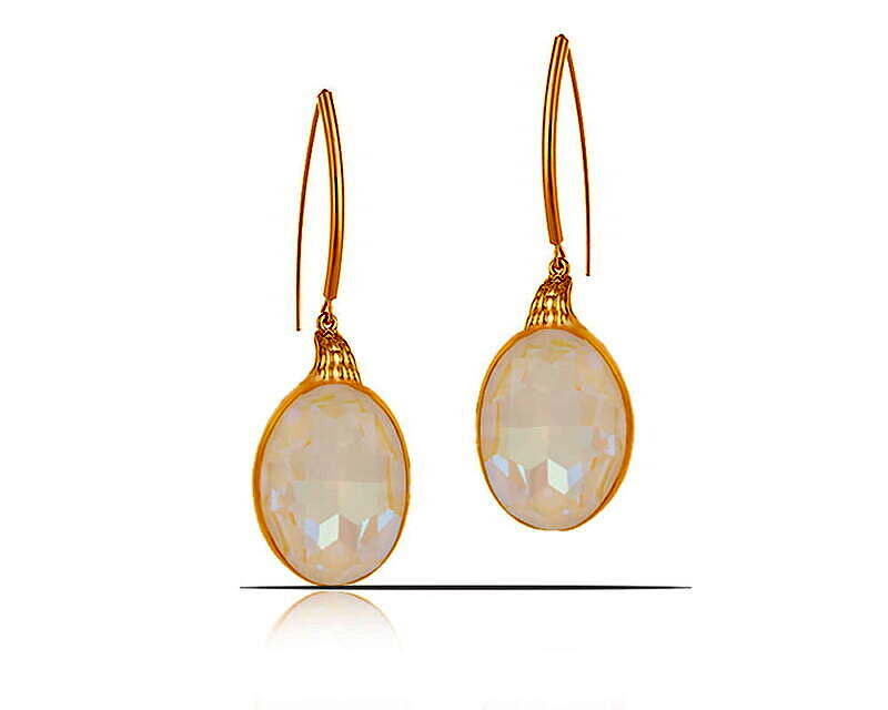 Kolczyki z dużym kamieniem White Opal z kolekcji Primero (P23/ZIM/113/2AU)