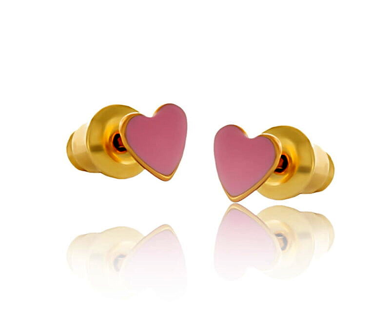 Kolczyki różowe serduszka dla dziewczynki (P14770AU-E371)