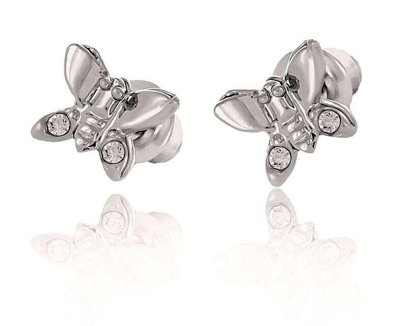 Delikatne kolczyki motylki z kryształkami Preciosa (P7654AG)
