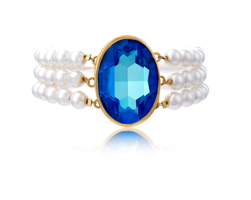 Bransoletka z pereł z dużym, mieniącym się kamieniem Primero (B23/ZIM/127AU)